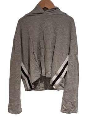 MALIBU SUGAR grey boxy lightweight hoodie with stripe seams - L (12)